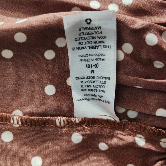 Scoop Dress Womens Medium Ruffle Elastic Waist Rust Polka Dot Long Sleeve New - Picture 12 of 14